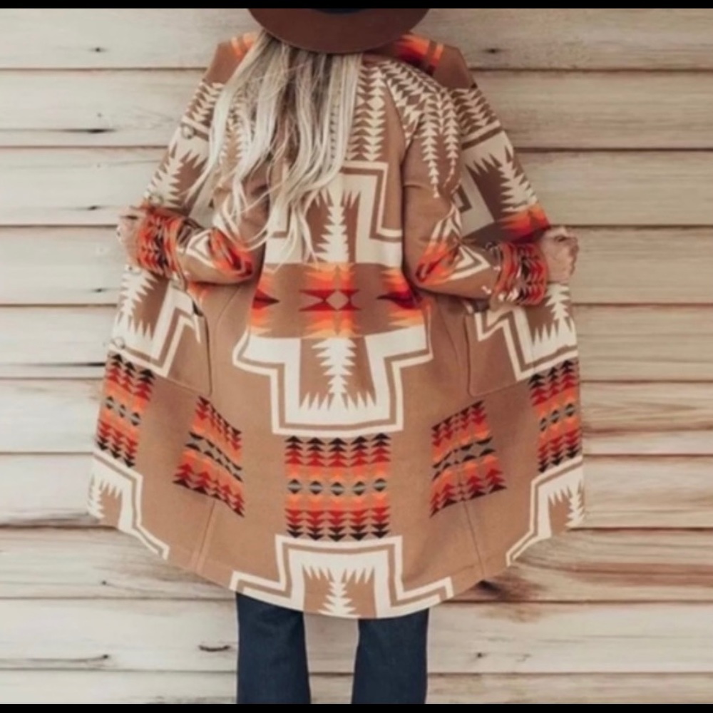 Tribal aztec print coat